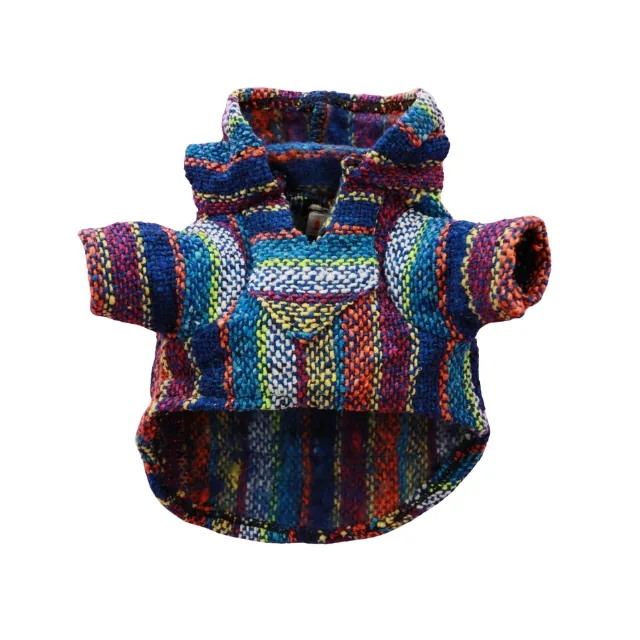 Dog wearing a Mexican jerga sweater